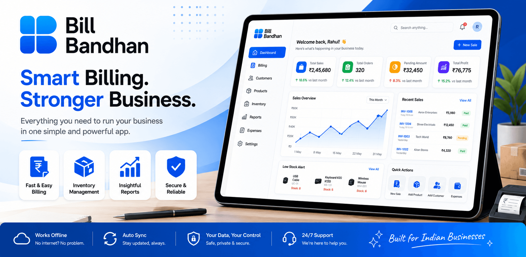 Bill Bandhan dashboard and product marketing visual